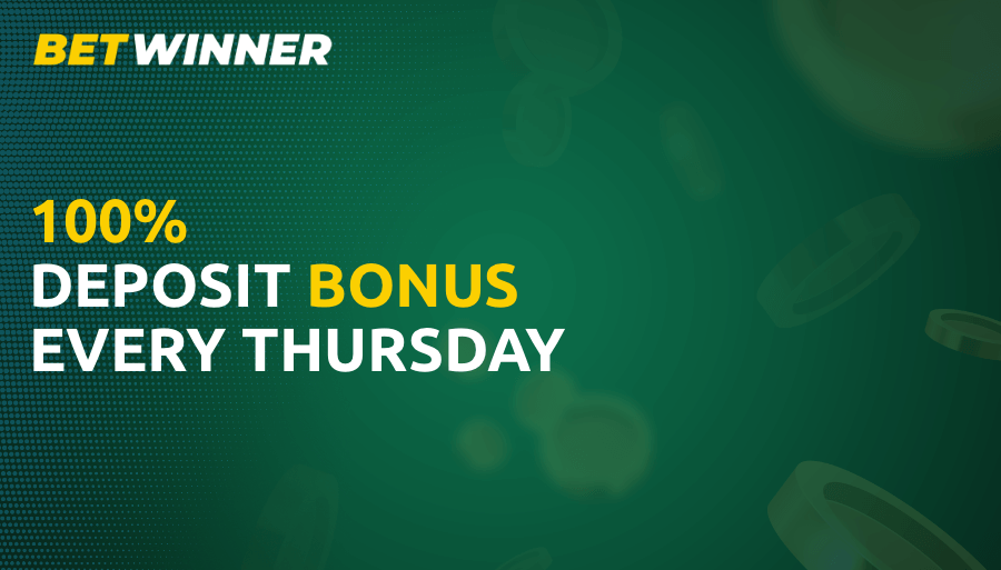 Every Thursday Betwinner users will receive a 100% bonus when they top up their balance